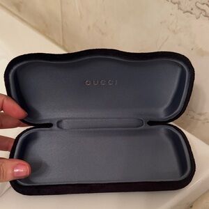 Brand new Gucci Black Velvet Eyewear Case with Slate Blue Interior